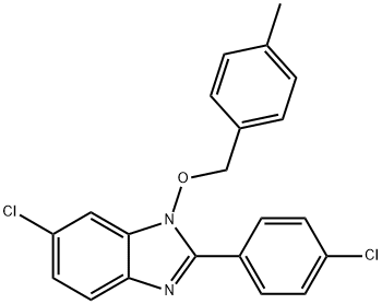 6-CHLORO-2-(4-CHLOROPHENYL)-1-[(4-METHYLBENZYL)OXY]-1H-1,3-BENZIMIDAZOLE Struktur