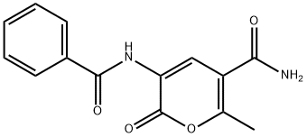 3-(BENZOYLAMINO)-6-METHYL-2-OXO-2H-PYRAN-5-CARBOXAMIDE Struktur