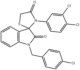 1-(4-CHLOROBENZYL)-3'-(3,4-DICHLOROPHENYL)SPIRO(2,3-DIHYDRO-1H-INDOLE-3,2'-THIAZOLIDINE)-2,4'-DIONE Struktur