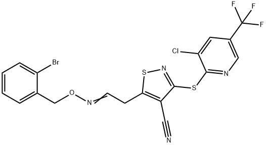 5-(2-([(2-BROMOBENZYL)OXY]IMINO)ETHYL)-3-([3-CHLORO-5-(TRIFLUOROMETHYL)-2-PYRIDINYL]SULFANYL)-4-ISOTHIAZOLECARBONITRILE Struktur