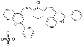 4-[2-[2-CHLORO-3-[(2-PHENYL-4 H-1-BENZOPYRAN-4-YLIDENE)ETHYLIDENE]-1-CYCLOHEXEN-1-YL]ETHENYL]-2-PHENYL-1-BENZOPYRYLIUM PERCHLORATE Struktur