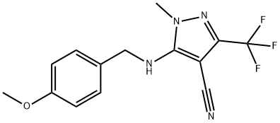 5-[(4-METHOXYBENZYL)AMINO]-1-METHYL-3-(TRIFLUOROMETHYL)-1H-PYRAZOLE-4-CARBONITRILE Struktur