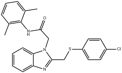 2-(2-([(4-CHLOROPHENYL)SULFANYL]METHYL)-1H-1,3-BENZIMIDAZOL-1-YL)-N-(2,6-DIMETHYLPHENYL)ACETAMIDE Struktur