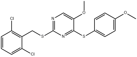 2-[(2,6-DICHLOROBENZYL)SULFANYL]-4-[(4-METHOXYPHENYL)SULFANYL]-5-PYRIMIDINYL METHYL ETHER Struktur