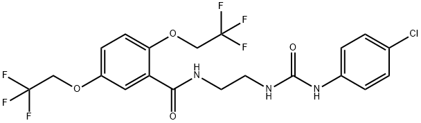 N-(2-([(4-CHLOROANILINO)CARBONYL]AMINO)ETHYL)-2,5-BIS(2,2,2-TRIFLUOROETHOXY)BENZENECARBOXAMIDE Struktur