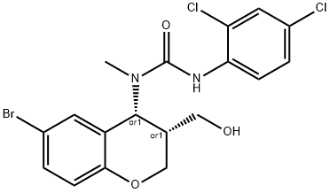 N-[6-BROMO-3-(HYDROXYMETHYL)-3,4-DIHYDRO-2H-CHROMEN-4-YL]-N'-(2,4-DICHLOROPHENYL)-N-METHYLUREA Struktur