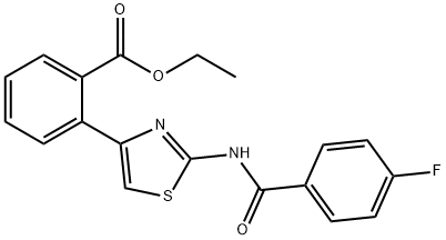 ETHYL 2-(2-[(4-FLUOROBENZOYL)AMINO]-1,3-THIAZOL-4-YL)BENZENECARBOXYLATE Struktur