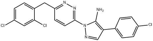 4-(4-CHLOROPHENYL)-1-[6-(2,4-DICHLOROBENZYL)-3-PYRIDAZINYL]-1H-PYRAZOL-5-AMINE Struktur