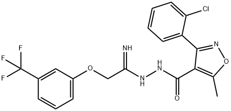 3-(2-CHLOROPHENYL)-5-METHYL-N'-(2-[3-(TRIFLUOROMETHYL)PHENOXY]ETHANIMIDOYL)-4-ISOXAZOLECARBOHYDRAZIDE Struktur