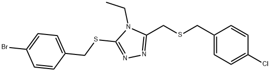 3-[(4-BROMOBENZYL)SULFANYL]-5-([(4-CHLOROBENZYL)SULFANYL]METHYL)-4-ETHYL-4H-1,2,4-TRIAZOLE Struktur