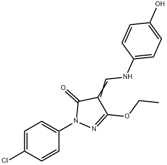 2-(4-CHLOROPHENYL)-5-ETHOXY-4-[(4-HYDROXYANILINO)METHYLENE]-2,4-DIHYDRO-3H-PYRAZOL-3-ONE Struktur