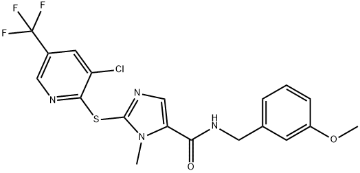 2-([3-CHLORO-5-(TRIFLUOROMETHYL)-2-PYRIDINYL]SULFANYL)-N-(3-METHOXYBENZYL)-1-METHYL-1H-IMIDAZOLE-5-CARBOXAMIDE Struktur