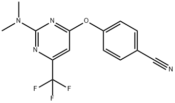 4-([2-(DIMETHYLAMINO)-6-(TRIFLUOROMETHYL)-4-PYRIMIDINYL]OXY)BENZENECARBONITRILE Struktur