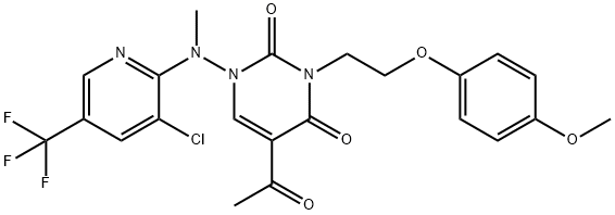 5-ACETYL-1-[[3-CHLORO-5-(TRIFLUOROMETHYL)-2-PYRIDINYL](METHYL)AMINO]-3-[2-(4-METHOXYPHENOXY)ETHYL]-2,4(1H,3H)-PYRIMIDINEDIONE Struktur