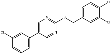 5-(3-CHLOROPHENYL)-2-PYRIMIDINYL 3,4-DICHLOROBENZYL SULFIDE Struktur