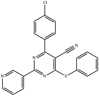 4-(4-CHLOROPHENYL)-6-(PHENYLSULFANYL)-2-(3-PYRIDINYL)-5-PYRIMIDINECARBONITRILE Struktur