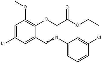 ETHYL 2-(4-BROMO-2-([(3-CHLOROPHENYL)IMINO]METHYL)-6-METHOXYPHENOXY)ACETATE Struktur