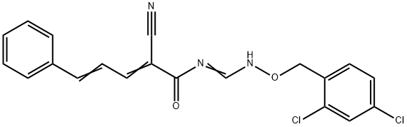 2-CYANO-N-(([(2,4-DICHLOROBENZYL)OXY]IMINO)METHYL)-5-PHENYL-2,4-PENTADIENAMIDE Struktur