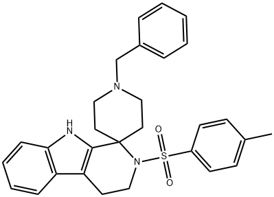 SPIRO-[N-BENZYLPIPERIDINE-4',1-(1,2,3,4-TETRAHYDRO-BETA-CARBOLINE(4-METHYLBENZENE SULPHONAMIDE))] Struktur