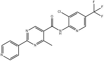 N-[3-CHLORO-5-(TRIFLUOROMETHYL)-2-PYRIDINYL]-4-METHYL-2-(4-PYRIDINYL)-5-PYRIMIDINECARBOXAMIDE Struktur