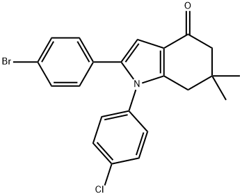 2-(4-BROMOPHENYL)-1-(4-CHLOROPHENYL)-6,6-DIMETHYL-5,6,7-TRIHYDROINDOL-4-ONE Struktur