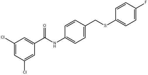 3,5-DICHLORO-N-(4-([(4-FLUOROPHENYL)SULFANYL]METHYL)PHENYL)BENZENECARBOXAMIDE Struktur