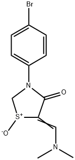 3-(4-BROMOPHENYL)-5-[(DIMETHYLAMINO)METHYLENE]-4-OXO-1,3-THIAZOLAN-1-IUM-1-OLATE Struktur