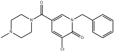 1-BENZYL-3-CHLORO-5-[(4-METHYLPIPERAZINO)CARBONYL]-2(1H)-PYRIDINONE Struktur