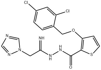 3-[(2,4-DICHLOROBENZYL)OXY]-N'-[2-(1H-1,2,4-TRIAZOL-1-YL)ETHANIMIDOYL]-2-THIOPHENECARBOHYDRAZIDE Struktur