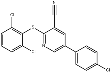 5-(4-CHLOROPHENYL)-2-[(2,6-DICHLOROPHENYL)SULFANYL]NICOTINONITRILE Struktur