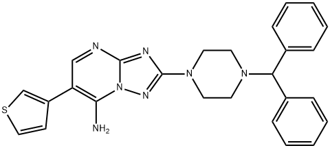 2-(4-BENZHYDRYLPIPERAZINO)-6-(3-THIENYL)[1,2,4]TRIAZOLO[1,5-A]PYRIMIDIN-7-AMINE Struktur