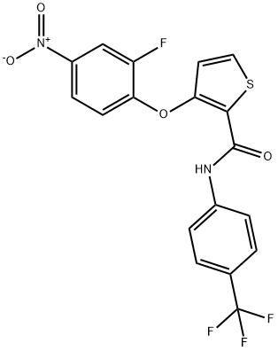 3-(2-FLUORO-4-NITROPHENOXY)-N-[4-(TRIFLUOROMETHYL)PHENYL]-2-THIOPHENECARBOXAMIDE Struktur