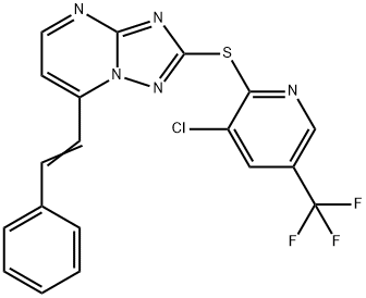 2-([3-CHLORO-5-(TRIFLUOROMETHYL)-2-PYRIDINYL]SULFANYL)-7-STYRYL[1,2,4]TRIAZOLO[1,5-A]PYRIMIDINE Struktur