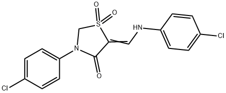 5-[(4-CHLOROANILINO)METHYLENE]-3-(4-CHLOROPHENYL)-1LAMBDA6,3-THIAZOLANE-1,1,4-TRIONE Struktur