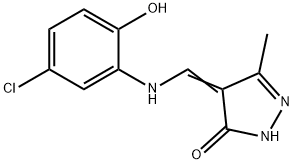 4-[(5-CHLORO-2-HYDROXY-PHENYLAMINO)-METHYLENE]-5-METHYL-2,4-DIHYDRO-PYRAZOL-3-ONE Struktur