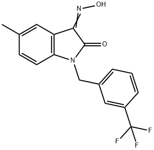 5-METHYL-1-[3-(TRIFLUOROMETHYL)BENZYL]-1H-INDOLE-2,3-DIONE 3-OXIME Struktur