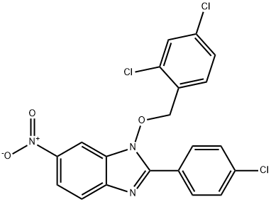 2-(4-CHLOROPHENYL)-1-[(2,4-DICHLOROBENZYL)OXY]-6-NITRO-1H-1,3-BENZIMIDAZOLE Struktur