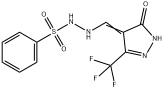 N'-([5-OXO-3-(TRIFLUOROMETHYL)-1,5-DIHYDRO-4H-PYRAZOL-4-YLIDEN]METHYL)BENZENESULFONOHYDRAZIDE Struktur