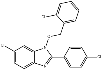 6-CHLORO-1-[(2-CHLOROBENZYL)OXY]-2-(4-CHLOROPHENYL)-1H-1,3-BENZIMIDAZOLE Struktur