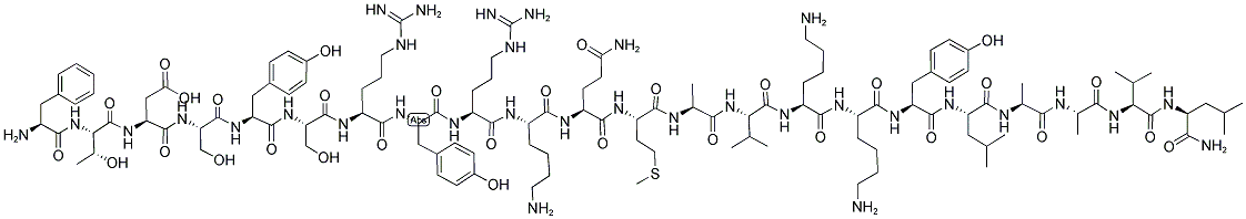 H-PHE-THR-ASP-SER-TYR-SER-ARG-TYR-ARG-LYS-GLN-MET-ALA-VAL-LYS-LYS-TYR-LEU-ALA-ALA-VAL-LEU-NH2 Struktur