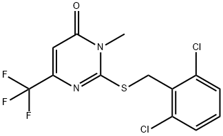 2-[(2,6-DICHLOROBENZYL)SULFANYL]-3-METHYL-6-(TRIFLUOROMETHYL)-4(3H)-PYRIMIDINONE Struktur