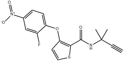 N-(1,1-DIMETHYL-2-PROPYNYL)-3-(2-FLUORO-4-NITROPHENOXY)-2-THIOPHENECARBOXAMIDE Struktur