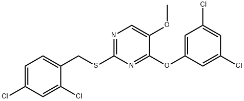 2-[(2,4-DICHLOROBENZYL)SULFANYL]-4-(3,5-DICHLOROPHENOXY)-5-METHOXYPYRIMIDINE Struktur