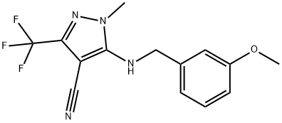 5-[(3-METHOXYBENZYL)AMINO]-1-METHYL-3-(TRIFLUOROMETHYL)-1H-PYRAZOLE-4-CARBONITRILE Struktur