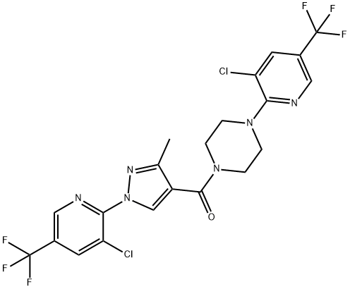 (1-[3-CHLORO-5-(TRIFLUOROMETHYL)-2-PYRIDINYL]-3-METHYL-1H-PYRAZOL-4-YL)(4-[3-CHLORO-5-(TRIFLUOROMETHYL)-2-PYRIDINYL]PIPERAZINO)METHANONE Struktur