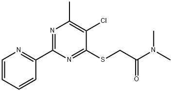 2-([5-CHLORO-6-METHYL-2-(2-PYRIDINYL)-4-PYRIMIDINYL]SULFANYL)-N,N-DIMETHYLACETAMIDE Struktur