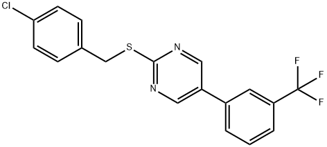 2-[(4-CHLOROBENZYL)SULFANYL]-5-[3-(TRIFLUOROMETHYL)PHENYL]PYRIMIDINE Struktur