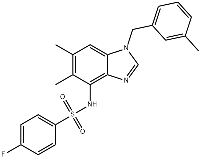 N-[5,6-DIMETHYL-1-(3-METHYLBENZYL)-1H-1,3-BENZIMIDAZOL-4-YL]-4-FLUOROBENZENESULFONAMIDE Struktur