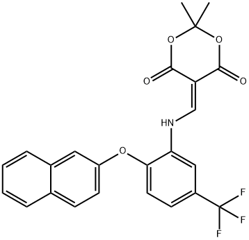 2,2-DIMETHYL-5-(((2-(2-NAPHTHYLOXY)-5-(TRIFLUOROMETHYL)PHENYL)AMINO)METHYLENE)-1,3-DIOXANE-4,6-DIONE Struktur