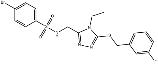 4-BROMO-N-((4-ETHYL-5-[(3-FLUOROBENZYL)SULFANYL]-4H-1,2,4-TRIAZOL-3-YL)METHYL)BENZENESULFONAMIDE Struktur